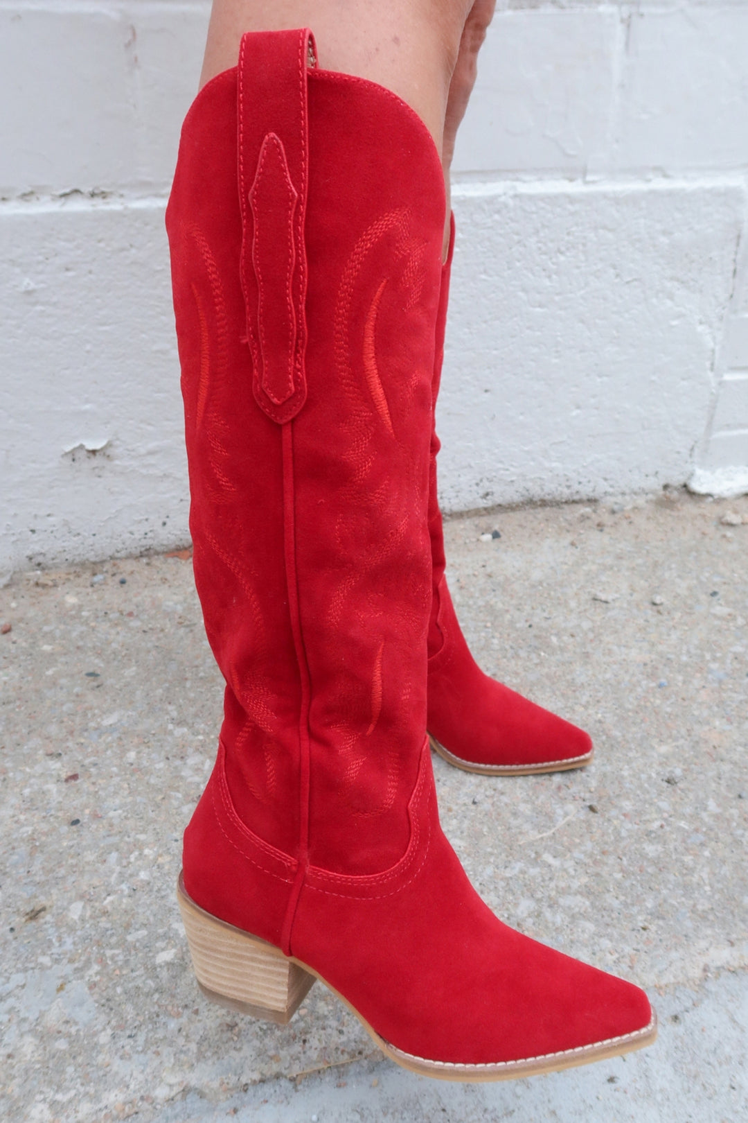 Hannah Red Suede Boots Shop Allure Fashions