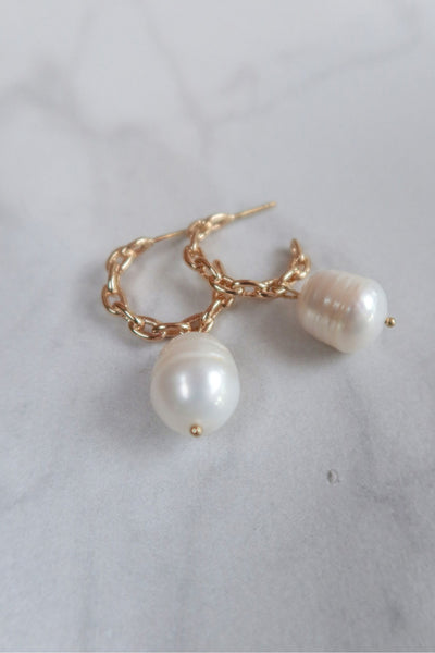 Women's Gold Pearl Earrings