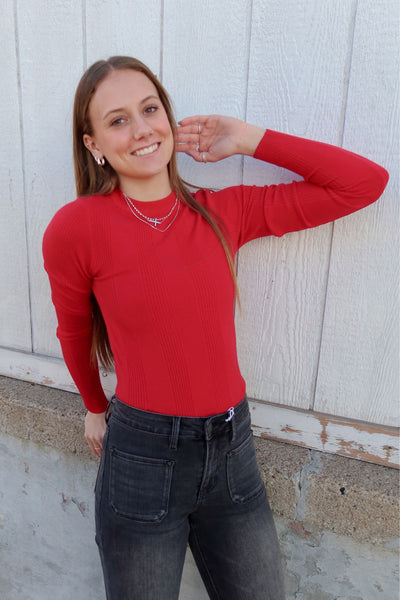 Red Long Sleeve Top