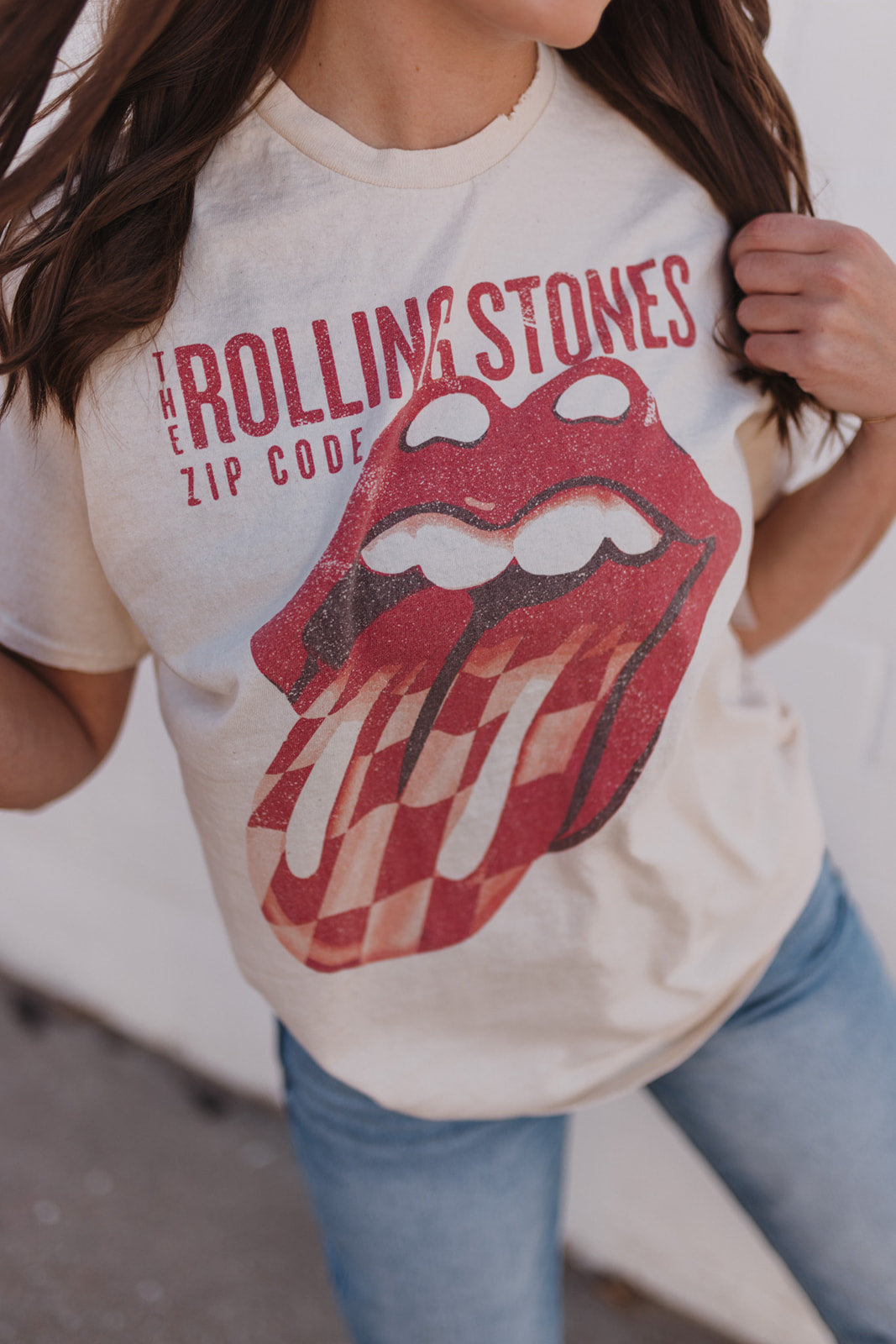 Distressed rolling stones t shirt on sale