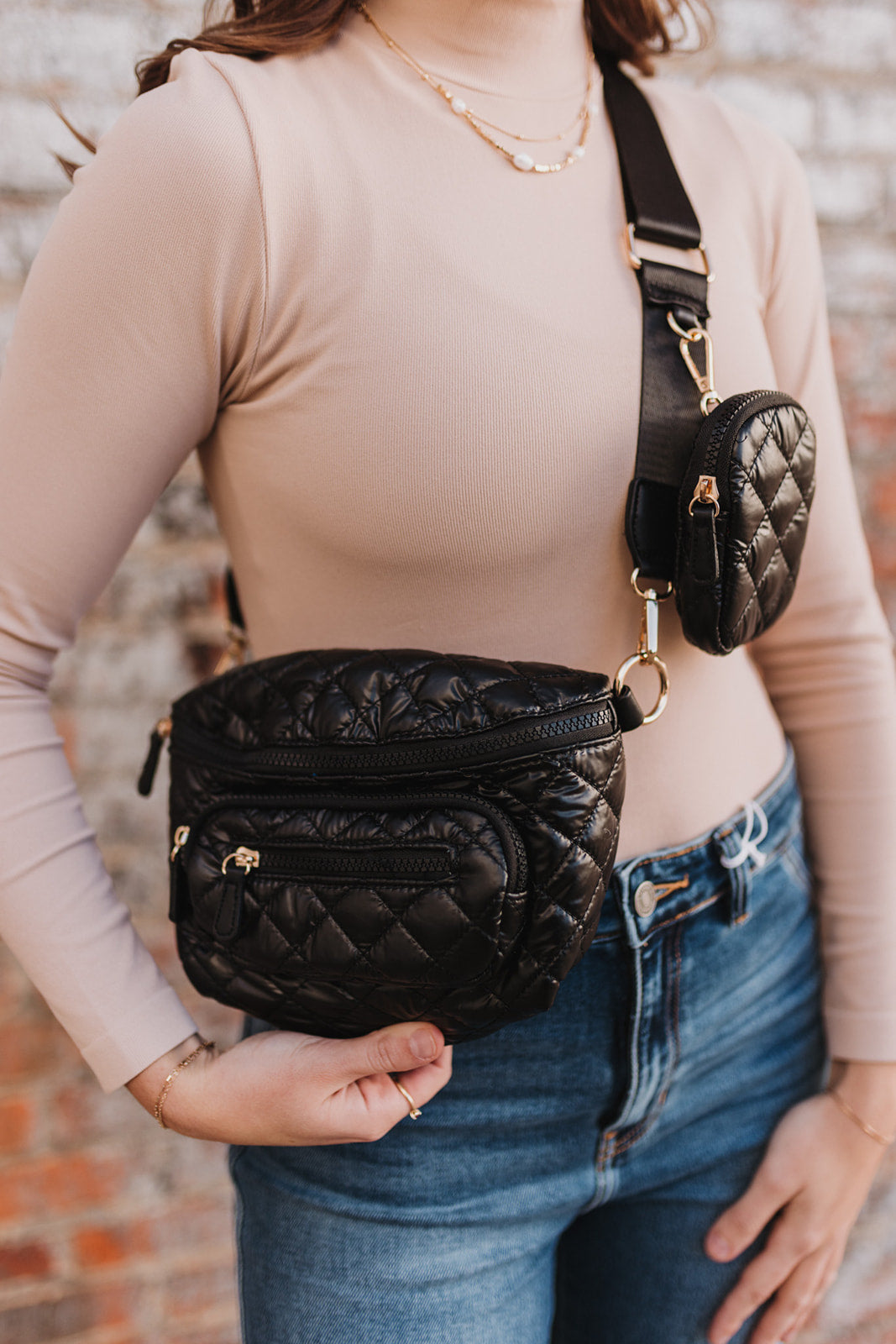 Quilted black fanny pack best sale