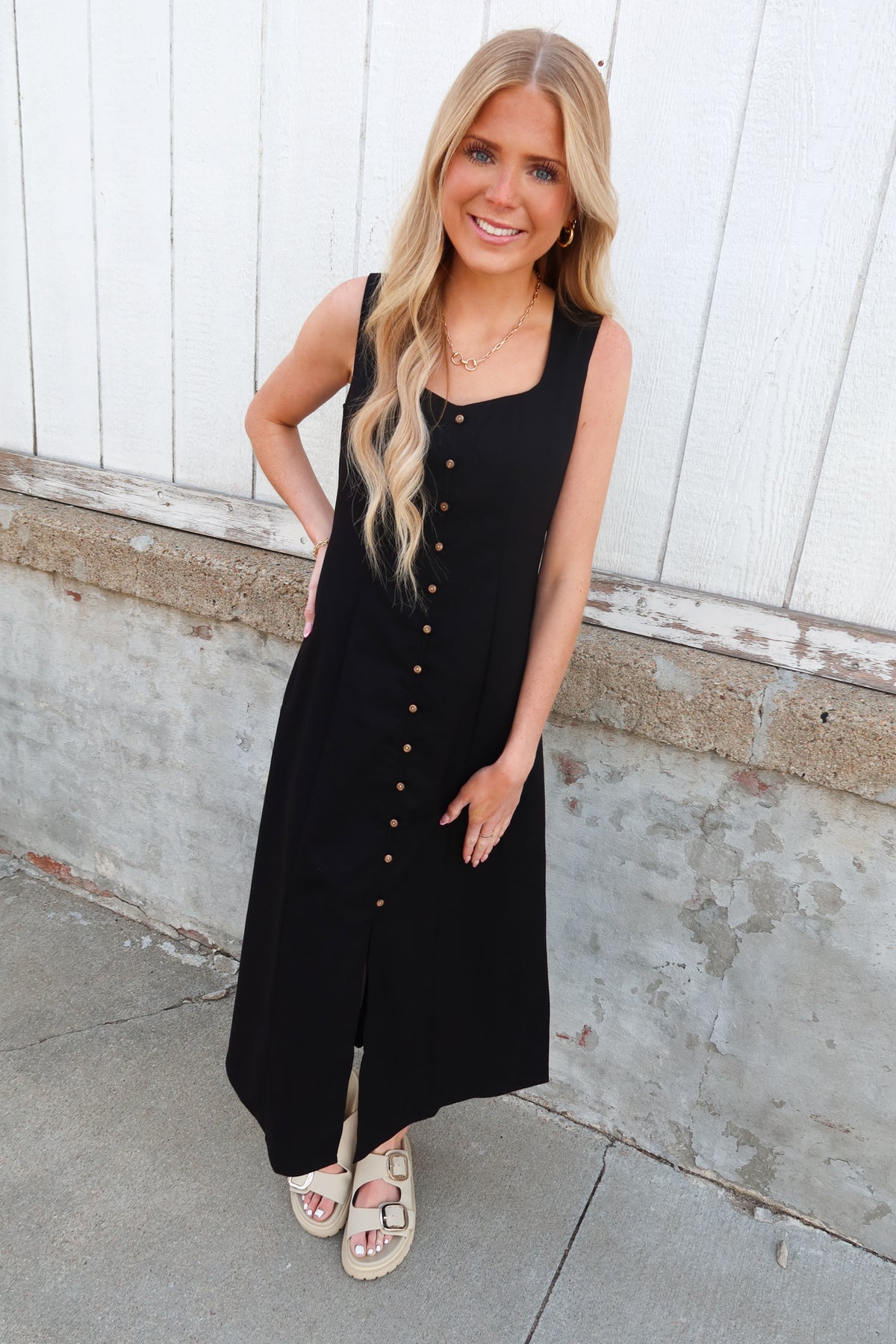 Black Button Down Sleeveless Dress – Shop Allure Fashions