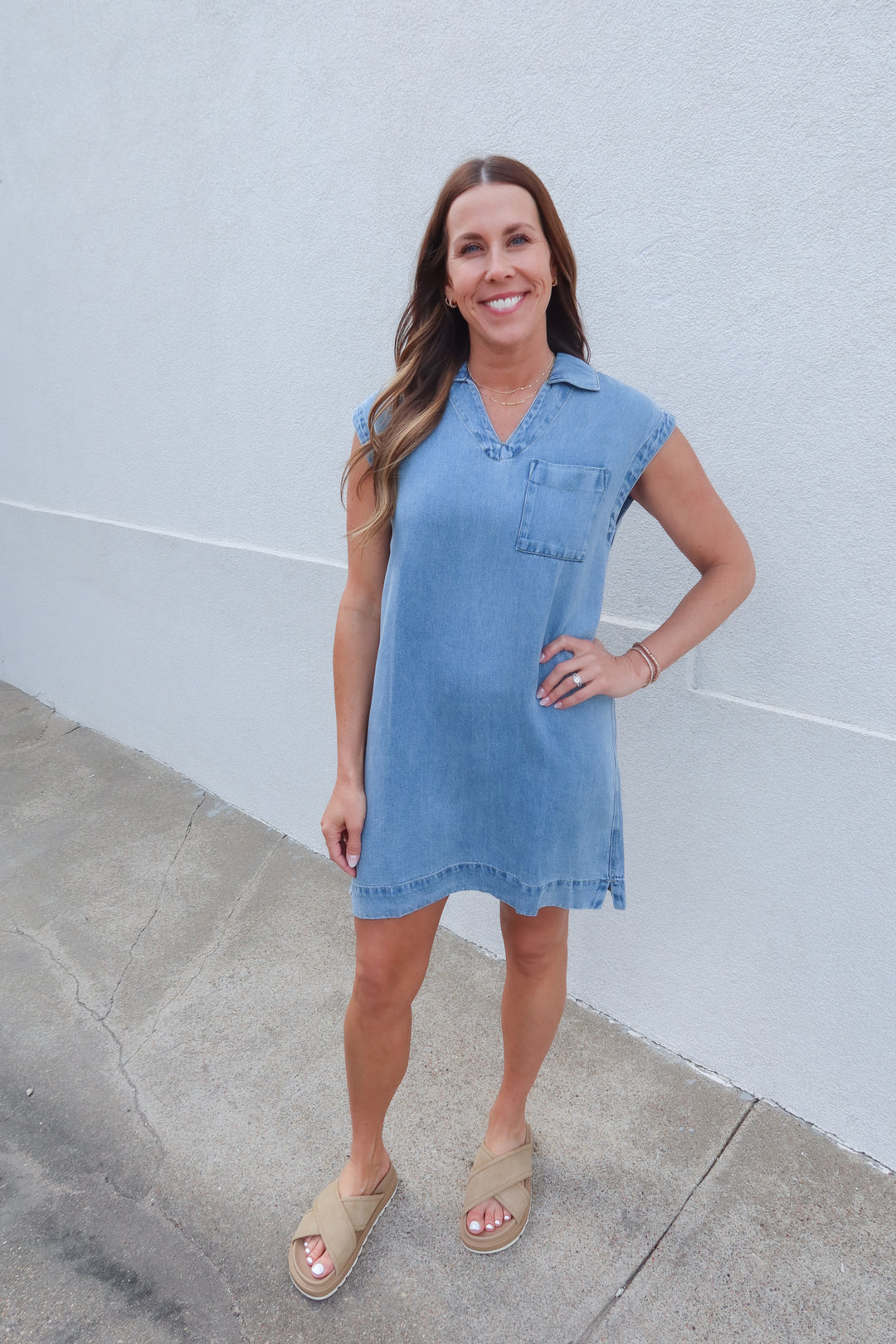Thread & Supply Light Denim Wash Dress – Shop Allure Fashions