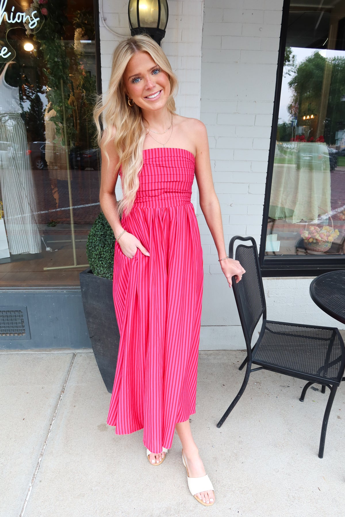 Pink Striped Strapless Maxi Dress – Shop Allure Fashions